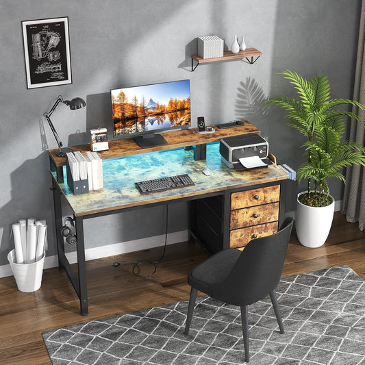 47 Inch Computer Desk With Monitor Stand For Home Office