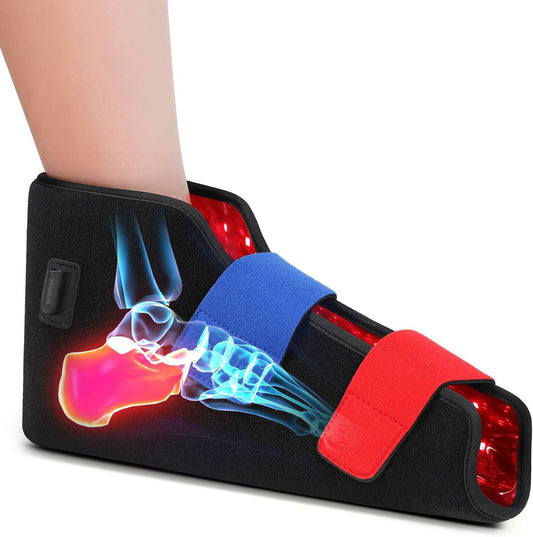 Red Light Therapy Foot Brace with Heating & Massage for Ankle Support