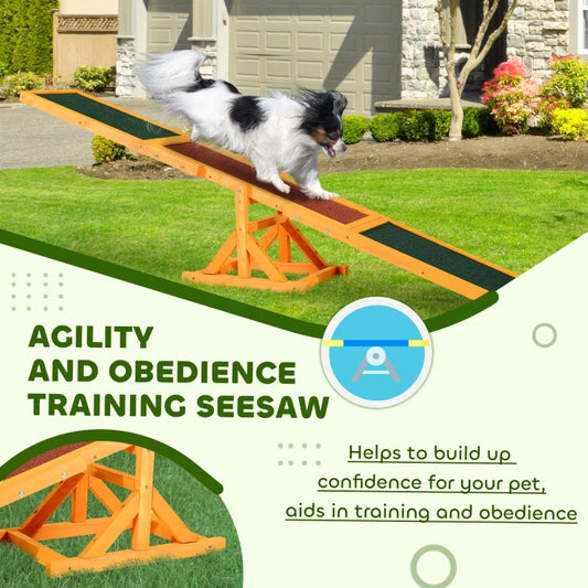 PawHut Wooden Dog Agility Seesaw Balance Training Equipment