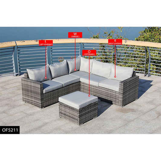 Grey Polyethylene & Iron 4-Piece Outdoor Patio Group Seat Set